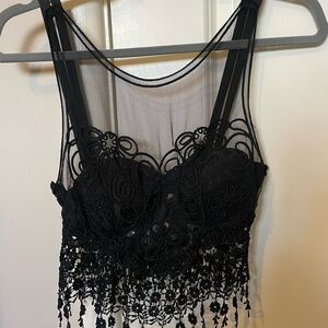 Black Lace Crop Top